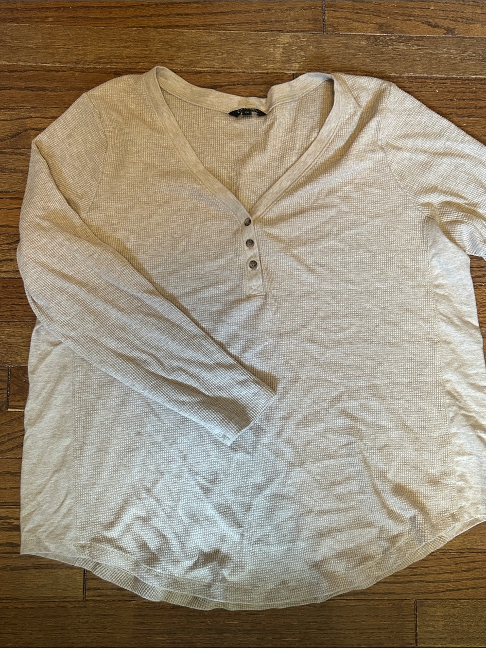 George Beige Waffle Knit Henley Long-Sleeve Top